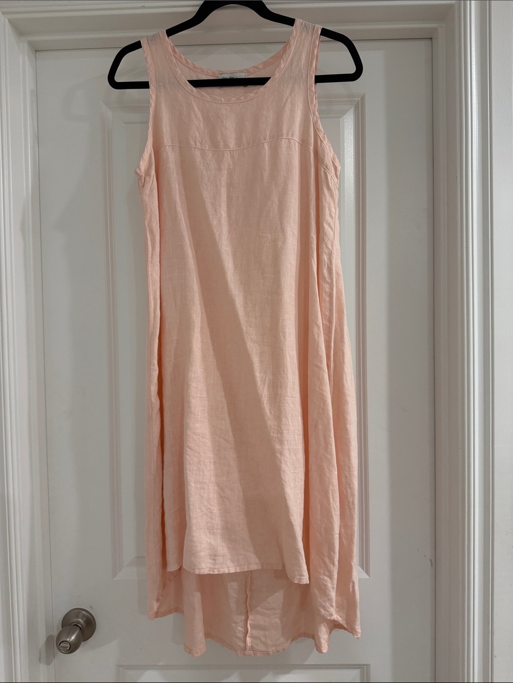 Allen Allen Blush Peach Sleeveless High-Low Linen Dress